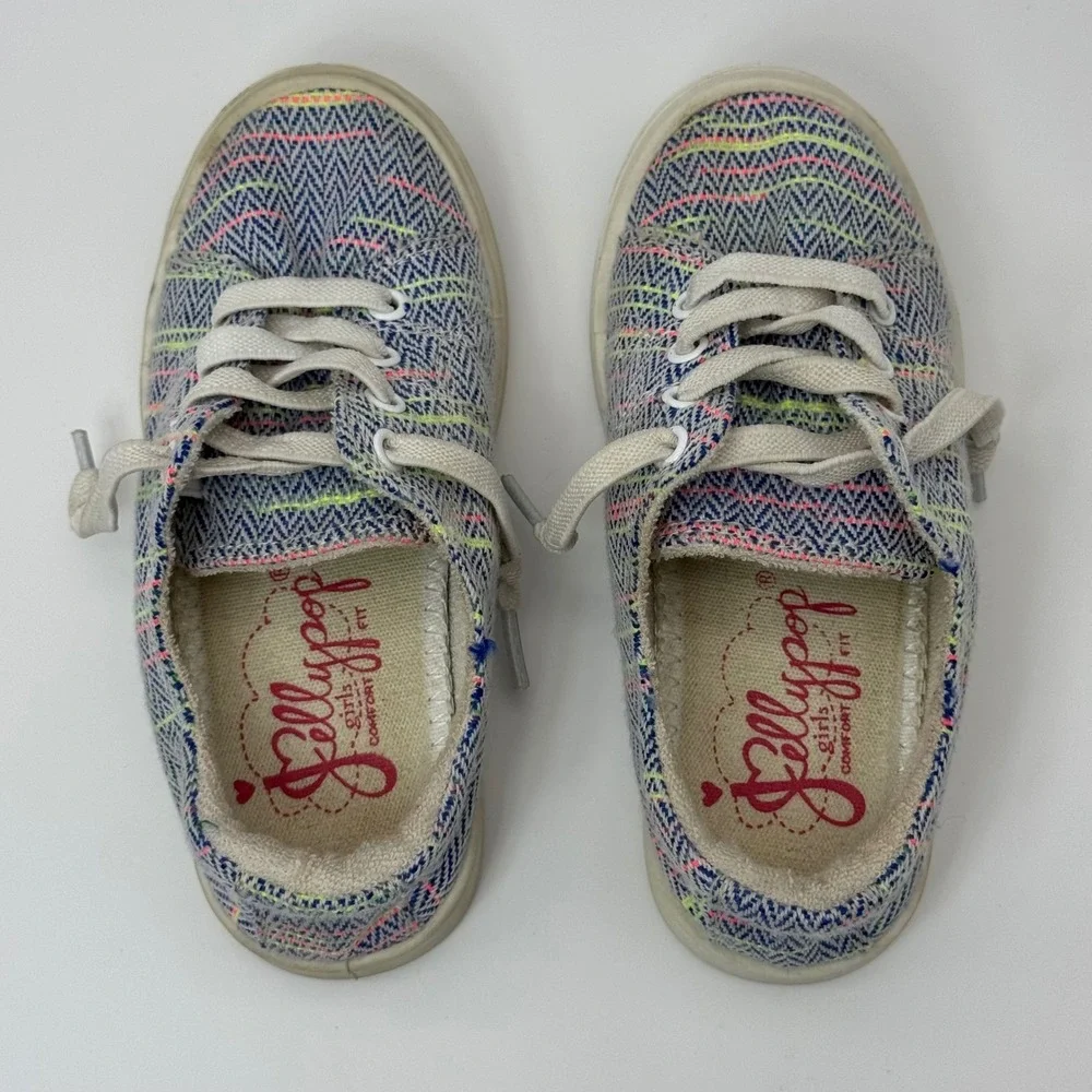 Lil‎ Lollies Girls Size 8M Blue Multi Chevron Textile Comfort Fit Sneakers